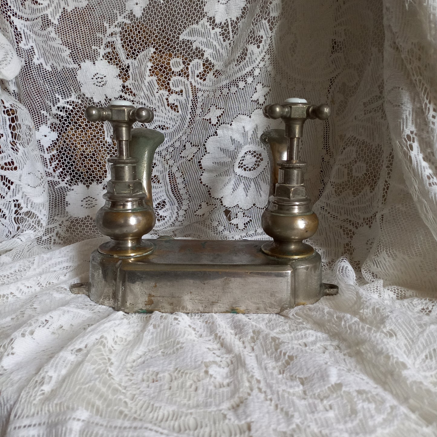 French vintage hot and cold faucet taps for restoration