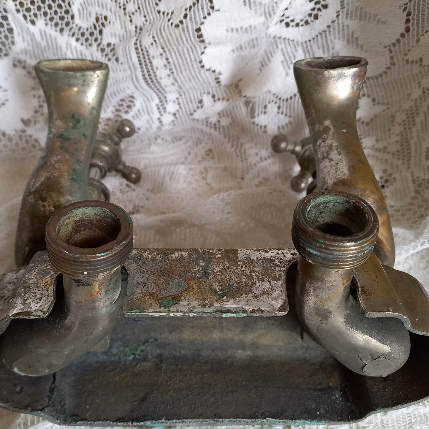 French vintage hot and cold faucet taps for restoration