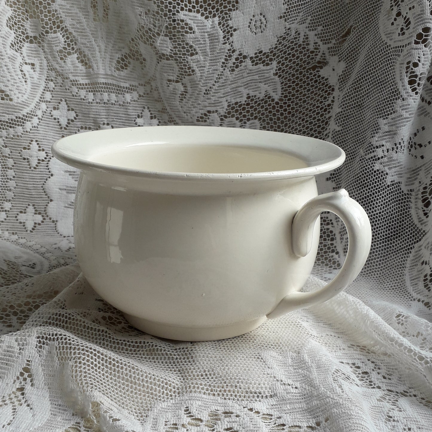 Vintage white ironstone chamber pot or potty by Sarreguemines of France