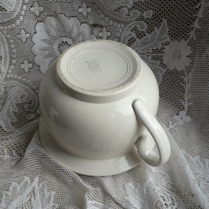 Vintage white ironstone chamber pot or potty by Sarreguemines of France