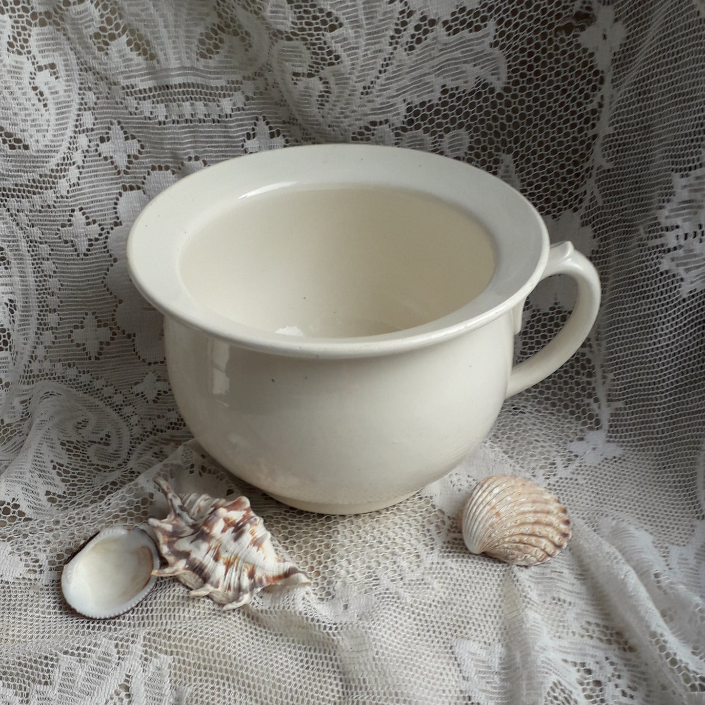 Vintage white ironstone chamber pot or potty by Sarreguemines of France